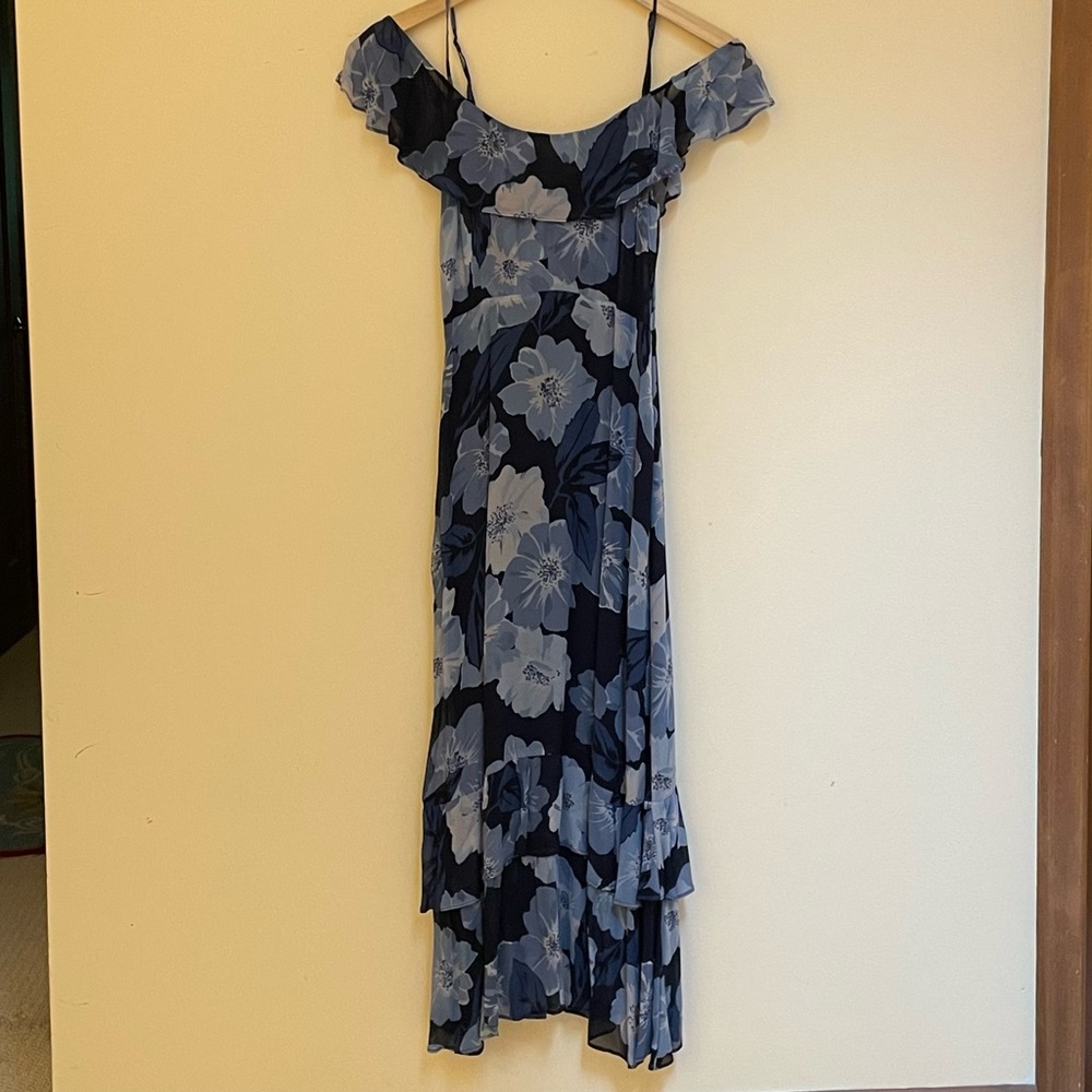 Reformation Floral Blue Off-Shoulder Dress - Picture 4 of 4